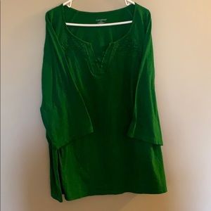 Catherines 3x Green Crocheted Detail Knit Top